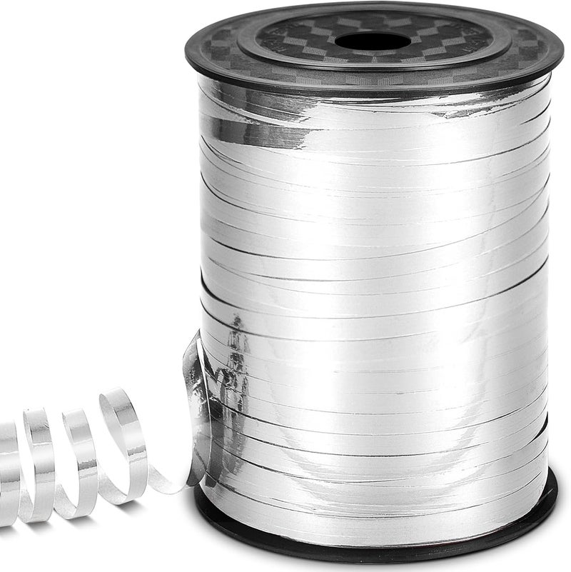 VISPAD Silver Metallic Ribbon - 500 Yard Iridescent Crimped Ribbon for Crafts, Gift Wrapping, Balloons, Florist Flowers (1 Roll) - Image 1